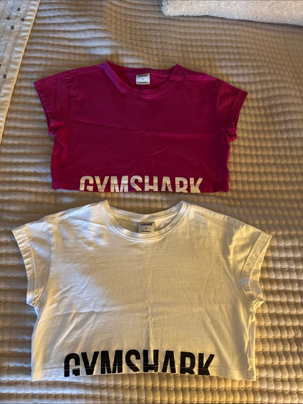 Gymshark Hot Pink & White Crop Tees